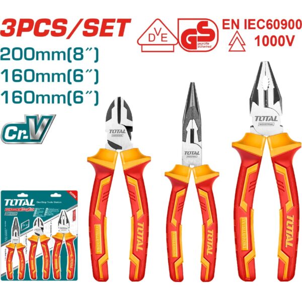 TENAZAS DE 3 PZAS. ALIC.+CORTE+ PICUDA FORRADO TOTAL THT2K0302