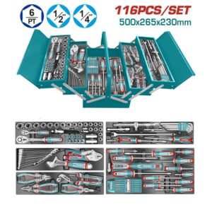 CAJA P/ HERRAMIENTAS MET. DE 500x265x230MM. 3 NIVELES 116 PZS. TOTAL THTCS351167