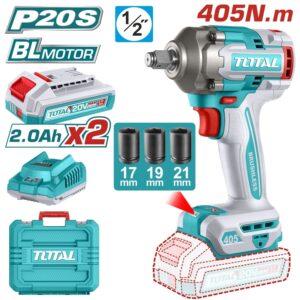 PISTOLA DE IMPACTO INALAMB. 20V. 1/2'' 405NM. 2 BAT 2.0Ah. +CARG TOTAL UTIWLI2045