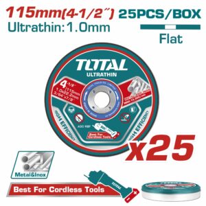 DISCO P/ CORTE MET. DE 4-1/2''x 1.0 MMx 7/8'' 25 PZAS. PLANO TOTAL TAC11011525
