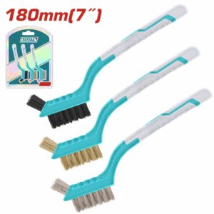 CEPILLO DE ALAMBRE 7" M/ PLASTICO EN SET DE 3 PZS. BLISTER TOTAL TAC38033