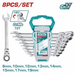 LLAVES COMBINAC. DE 8 PZS.(8-19 MM) RATCH ARTICULADO TOTAL THT102RK586