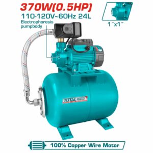 BOMBA P/ AGUA DE 1/2 HP. 370 W. PERIFER. C/ TANQUE PRECION 24LT. AUTOM. TOTAL UTWP13706A-24