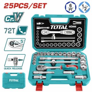 RATCH DE 1/2'' ESTUCHE DE 25 PZAS. C/ COPAS TOTAL THT121251