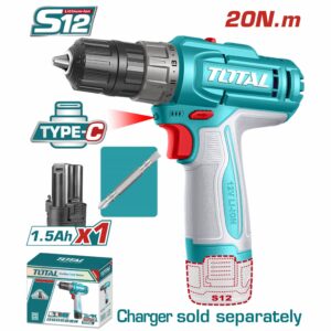 TALADRO INALAMB. 3/8" 12 V. DE 20 Nm. 1BAT. TOTAL TDLI122061