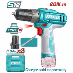TALADRO INALAMB. 3/8'' 12 V.20 Nm. 2 BAT. 1.5 Ah. TOTAL TDLI12206