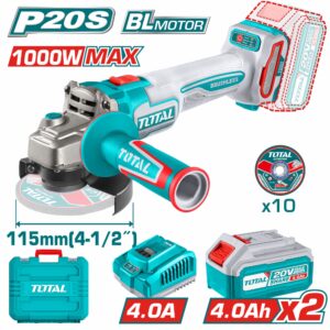 PULIDORA DE 4-1/2'' DE 20 V. INALAMB C/ DISCOS 2BAT 4.0Ah+ CARG. TOTAL UTAGLI271532