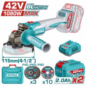 PULIDORA INALAMB. DE 4-1/2'' 42 V. (1080 W.) 2BAT 4.0 Ah+CARG. +DISC.TOTAL UTAGLI4108112
