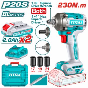 PISTOLA DE IMPACTO INALAMB DE 20V 2 EN 1 (DADO/HEXAG)1/2"x1/4" 2BAT.2.0 Ah+CARG TOTAL UTIWLI20236