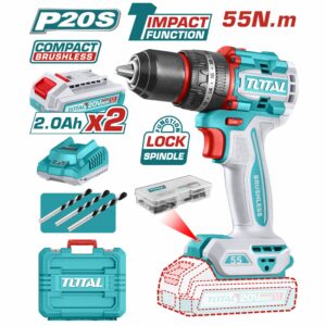 TALADRO INALAMB. DE 20V. 1/2'' 55N.M 2BAT 2.0 Ah. +CARG TOTAL UTIDLI20558