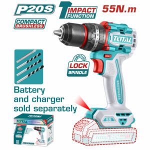 TALADRO INALAMB. DE 20V. 1/2'' 55N.M (SIN BAT./ CARG.) TOTAL TIDLI205581