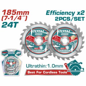 DISCO P/ CORTE DE MADERA DE 7-1/4''x 24 T. SET 2 PZAS. TOTAL TAC2331853