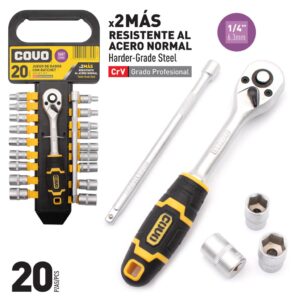 RATCH DE 1/4'' C/ COPAS 20 PZAS. COVO CV-SWS20-1-4