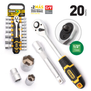 RATCH DE 1/2'' C/ COPAS 20 PZAS. COVO CV-SWS20-1-2-MM