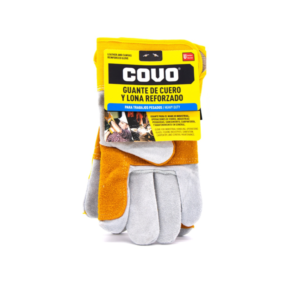 GUANTE DE TRABAJO EN CUERO Y LONA AMARILLO COVO CV- GL-4