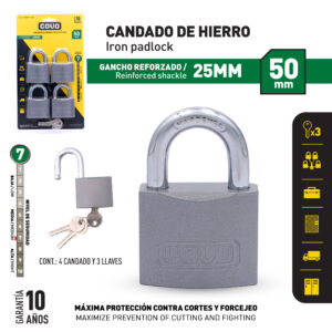 CANDADO DE 50 MM. REFORZADO COVO CV-PDI-50MM