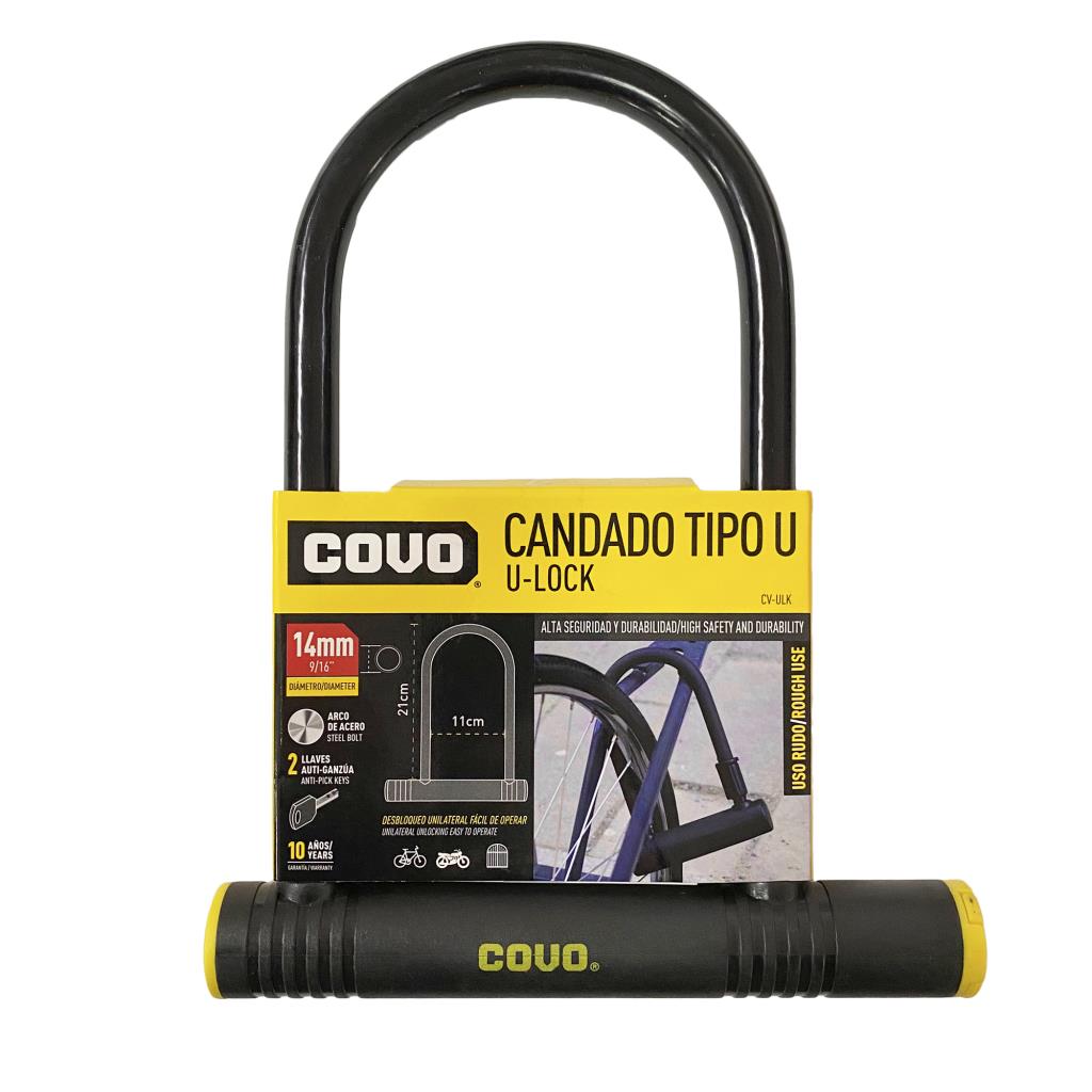 CANDADO P/ BICICLETA 14MM. TIPO "U" COVO CV-ULK