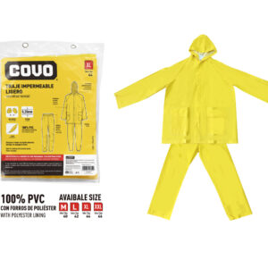 CAPOTE IMPERMEABLE DE 2 PZAS. "XL" AMARILLO COVO CV- TRQ-FT-XL