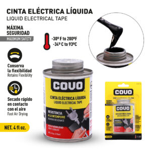 TAPE ELECTRICO LIQUIDO C/ NEGRO 1/32 GAL. COVO CV-LET-125