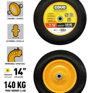 RUEDA NEUMATICA DE 14'' P/ CARRETILLA COVO CV-WLP140