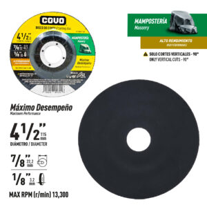 DISCO P/ CORTE MET. DE 4-1/2''x 1/8''x 7/8'' C/ MEDIO PLANO COVO115322-CV
