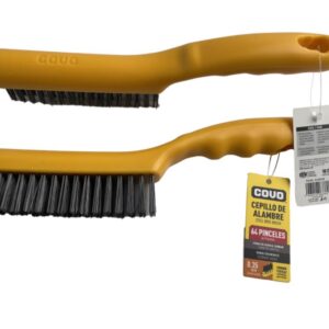 CEPILLO DE ALAMBRE 4 LINEAS PLASTICO GRUESO AMARILLO COVO CV-BS0160Y