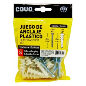 ESPICHE PLAST. C/ TORNILLO BLANCO No.13X42X4.5MM COVO CV-PPS-4.5X40