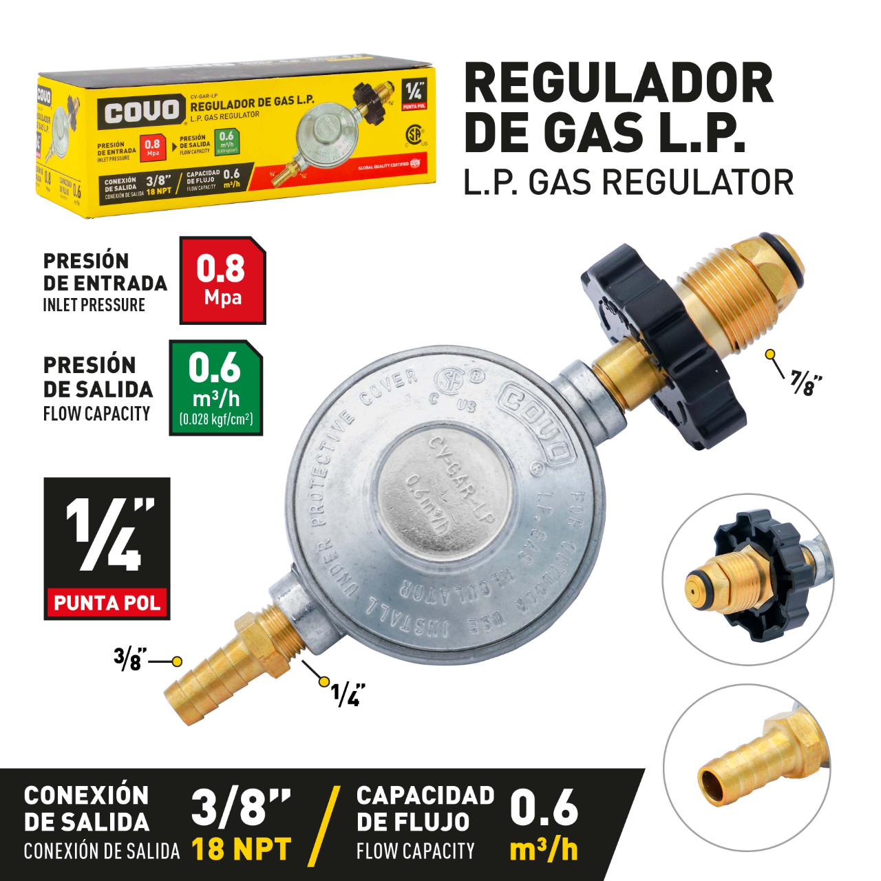 VALVULA P/ TANQUE DE COCINA DE 100 LBS. COVO CV-GAR-LP