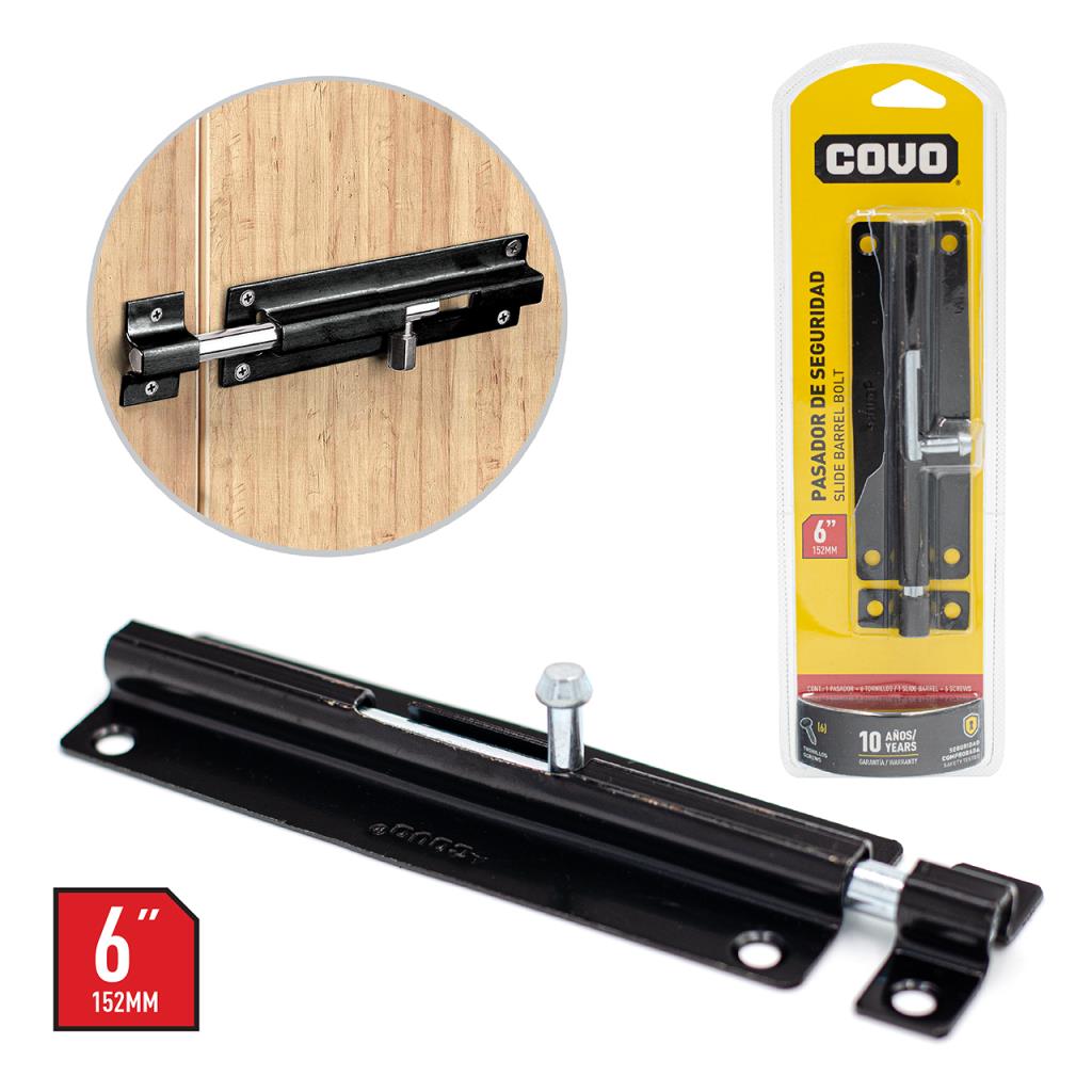 PASADOR DE 6'' NEGRO CUADRADO BLISTER COVO CV-DB-1103- 6