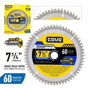 DISCO P/ CORTAR ALUMINIO DE 7-1/4''x 60Tx 7/8'' BLISTER COVO CV-CW-2