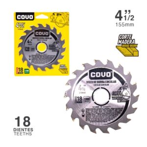 DISCO P/ CORTAR MADERA 4-1/2''x 18 T. BLISTER COVO CV-CW-1