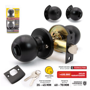 CERRADURA DE PELOTA NEGRA. BLISTER COVO DL-6871B-BK