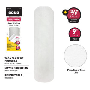 FELPA LISA DE 9'' BLANCA COVO CV-RB-938