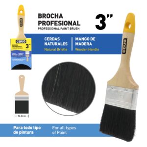 BROCHA DE 3'' NEGRA M/ MADERA COVO CV-PRW-3B