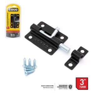 PASADOR DE 3'' NEGRO CUADRADO BLISTER COVO CV-DB-1103- 3