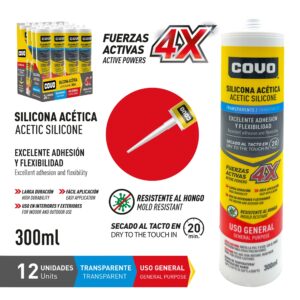 SILICON 300 ML TRANSPARENTE EN TUBO COVO CV-RTVG280