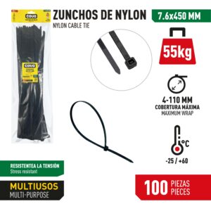 SUNCHO 7.6x 450 MM. NEGRO BOLSA 100 COVO CV-CT-76450-B