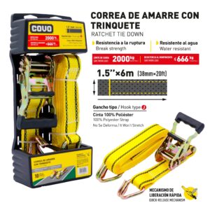 CUERDA C/ GANCHO P/ REMOLQUE 4.5Mx20MMx2T. COVO CV- TORP-2000KG