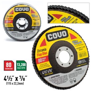 DISCO FLAP DE 4-1/2''x 7/8'' No.80 ZIRCONIA COVO CV-FD115-80
