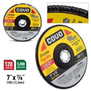 DISCO FLAP DE 7''x 7/8'' No.120 LAMINADO COVO CV-FD180-120