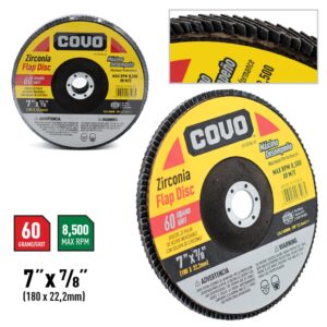 DISCO FLAP DE 7''x 7/8'' No.60 OXI ALUMINIO COVO CV-FD180-60