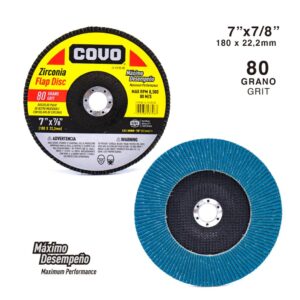 DISCO FLAP DE 7''x 7/8'' No.80 LAMINADO COVO CV-FD180-80