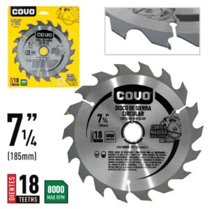 DISCO P/ CORTAR MADERA DE 7-1/4''x 18Tx 7/8'' COVO CV-CW-3
