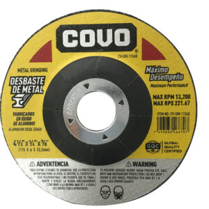 DISCO P/ DESBASTE MET. DE 4-1/2''x1/4''x7/8'' COVO CV-GW-1156B