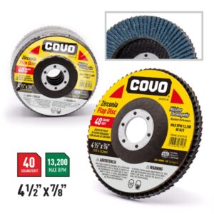 DISCO FLAP DE 4-1/2''x 7/8'' No.40 LAMINADO COVO CV-FD115-40