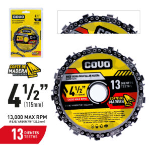 DISCO SIERRA P/ TALLAR MADERA 4-1/2"x 7/8'' 13 DIENT. COVO CV-WCD-45