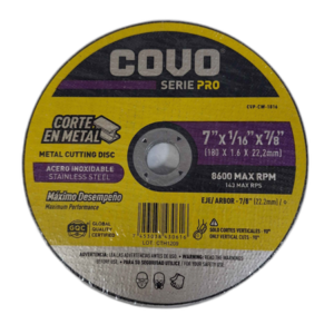 DISCO P/ CORTE MET. DE 7''x 1/16 x 7/8'' CONICO SERIE PRO COVO CVP-CW-1816B