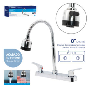 LLAVE P/ PANTRY DOBLE PALANCA 1/4 V. C/ FLEXIBLE GRIVEN A367-15055-B8
