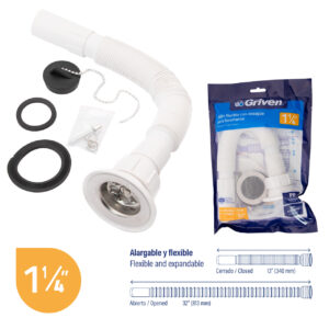 TRAMPA P/ LAVAMANO FLEXIBLE 1-1/4'' +CENTRO GRIVEN A367- FP002