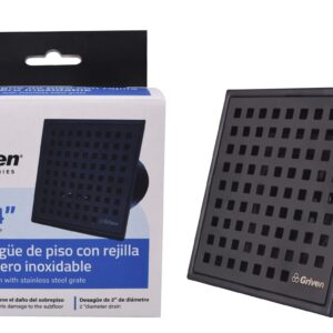 PASCON P/ BAÑO DE 4'' PVC. NEGRO REJ. MET. GRIVEN A367-BL- 18